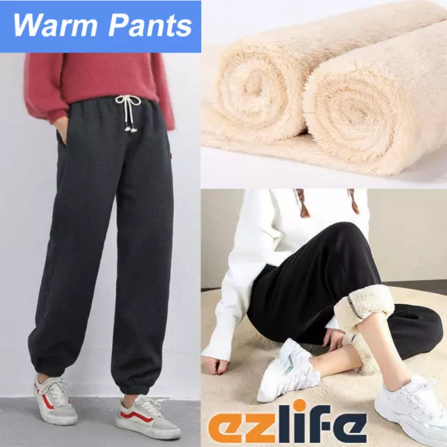 Women's Warm Thick Trousers Thermal Fleece Lined Stretchy Leggings Pants Winter