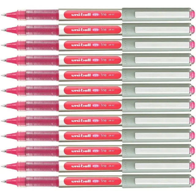 NEW 12x Uni-Ball UB157 Eye Liquid Ink Pen Rollerball Fine 0.7mm Pink Box Pens BU