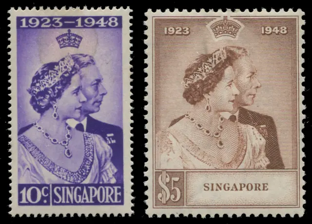 SINGAPORE  ROYAL SILVER WEDDING  1948  SG31-32  mounted mint