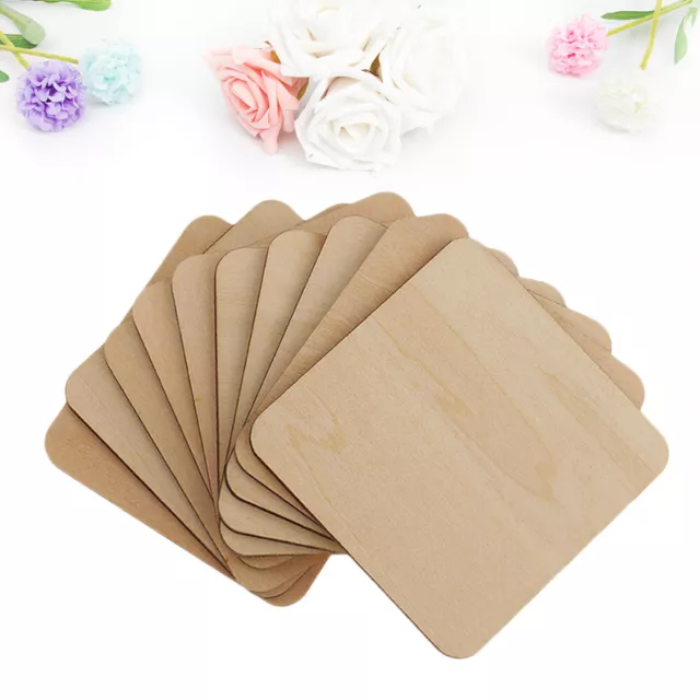 80 PC round blank cutout Bamboo Natural Wood Slices Crafts Unfinished Square