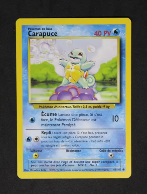 carte pokemon 63-102 Carapuce 2ème édition Set de Base