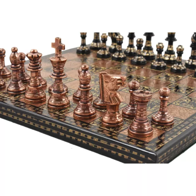 12 "Messing Metall Luxus Schachfiguren & Brett Set-Französisch Staunton - Kupfer