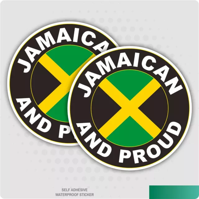 2 x Jamaican and Proud Stickers - Flag Car Van Lorry Vinyl Self Adhesive Decal