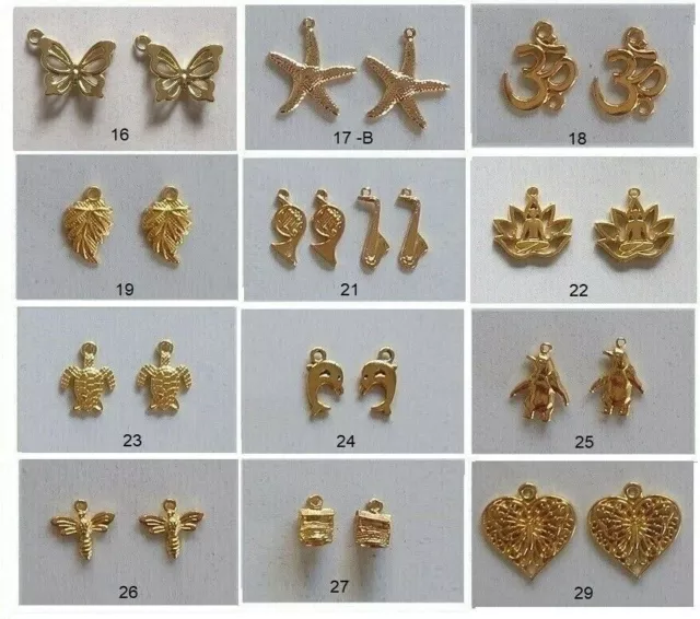 8 gold plated charms- Over 20 packs  to choose from   (F13) 2