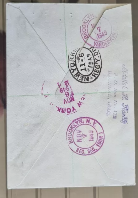 Iraq Baghdad Cover Postal History 1949 Airmail To Brooklyn, Usa 3