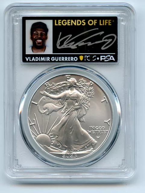 2023 $1 American Silver Eagle 1oz PCGS MS70 FDOI Legends of Life Vlad Guerrero