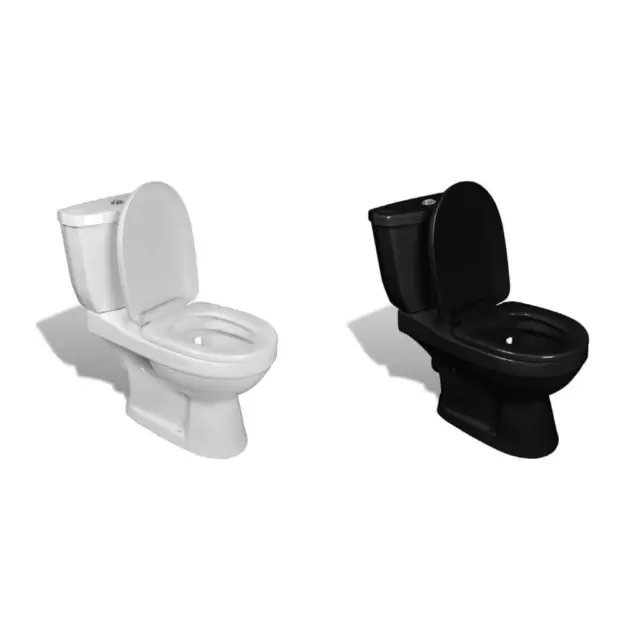 Toilette con Cisterna Nera Gabinetto Bagno e Sciacquone Vaso WC Scarico vidaXL