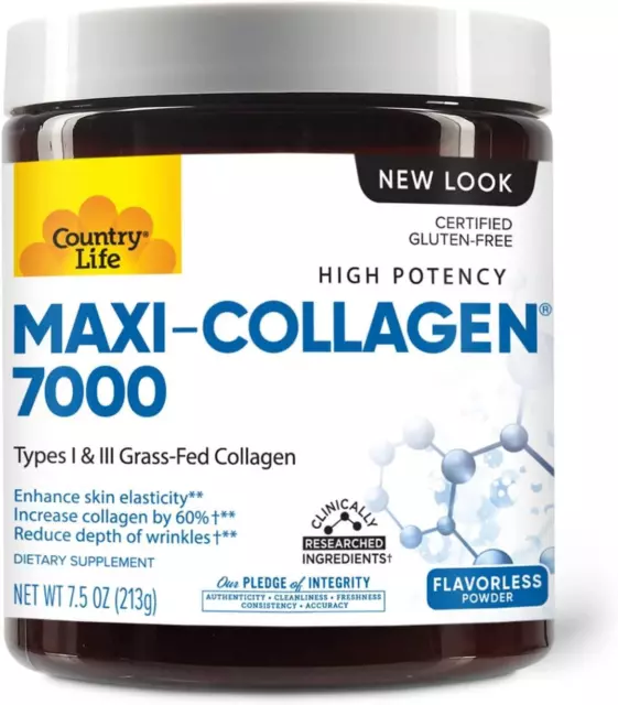 Country Life Maxi-Collagen 7000 213ml Poudre, Anti-âge, Peau Soin, Rides