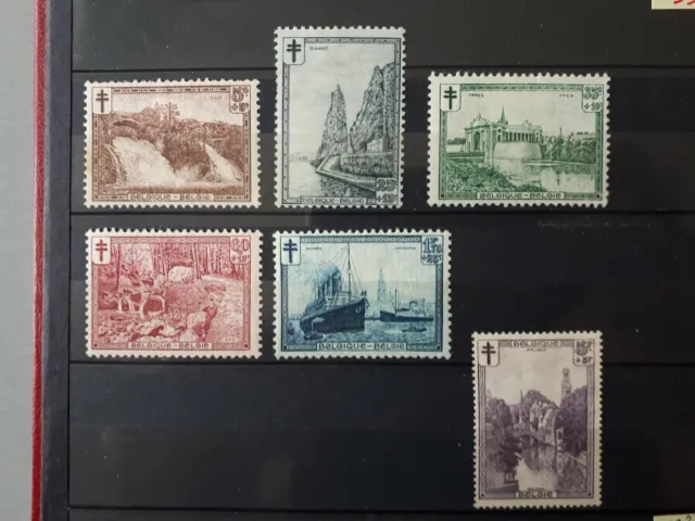 timbres belgique : Antituberculeux les Sites 1929 COB n° 293 à 298 NEUF *