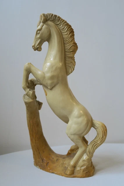 STATUE EN RÉSINE dorée blanche et noire figurine de cheval ornements abstraits EUR 29,53