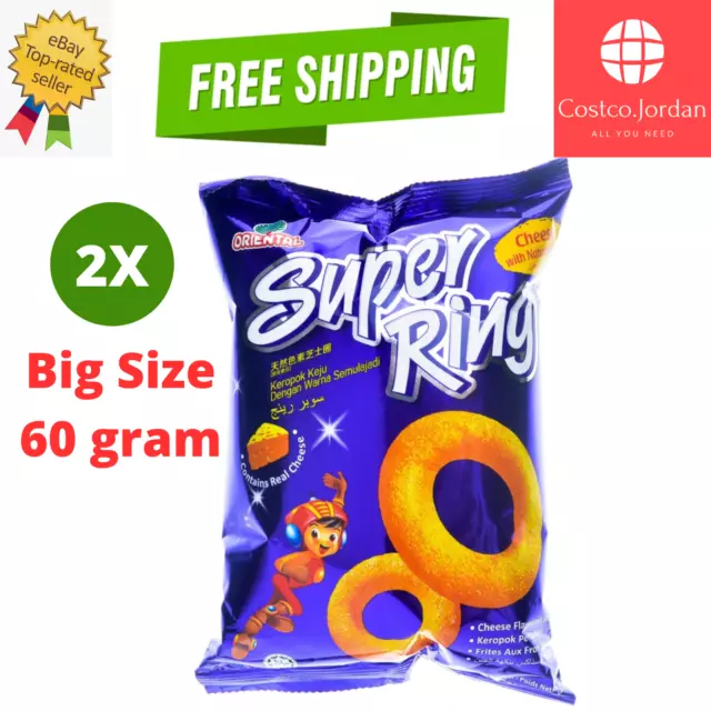 Malaysia's Oriental Super Ring Cheese Flavored Snacks (60gm x 2 Packs)