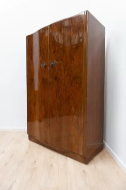 Antique Vintage Burr Walnut Wardrobe Compactum Linen Cupboard