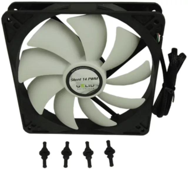 Gelid Solutions Silent 14 PWM, 140mm 14cm PWM Quiet Case Fan, 74.5 CFM Airflow