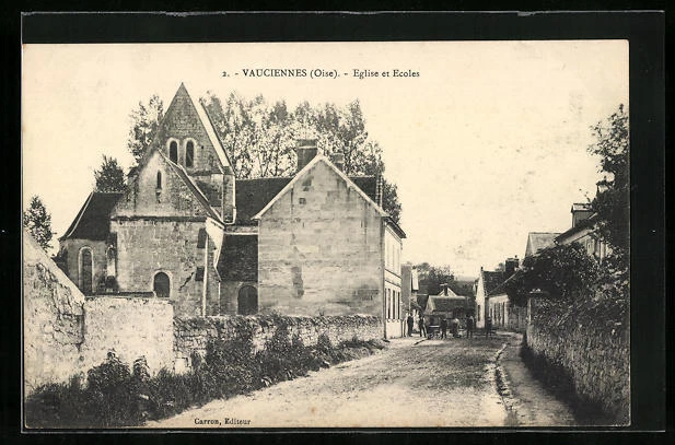 CPA Vaumoise, Eglise et Ecoles
