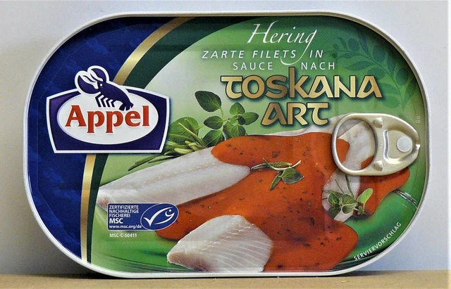 APPEL FEINKOST delicati filetti di aringhe tipo toscano - scatola di pesce a 200 g