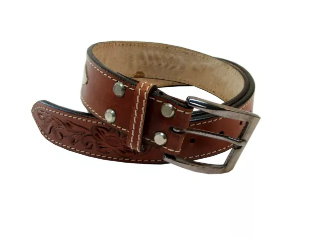 Carry Gun Holster Leather Mens Belt Floral Tooled Casual Work Office Wear Belts