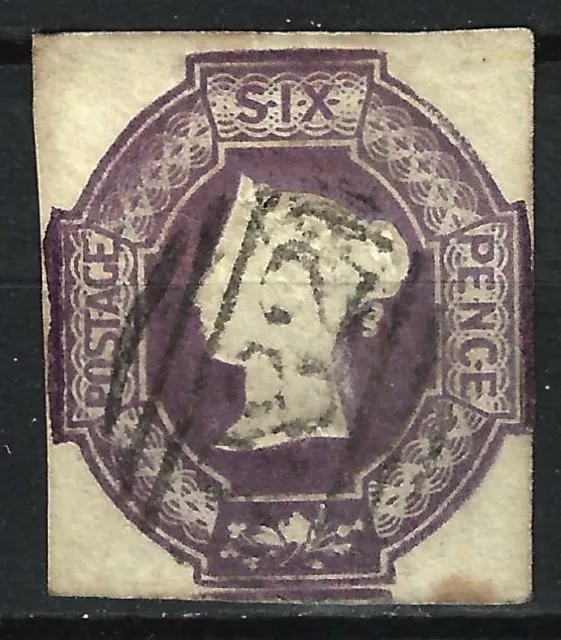 GB SG60 QV 1854 6d Purple, Embossed, Square cut, Used