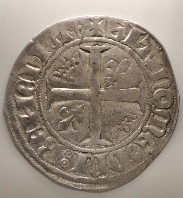 Monnaie Royale/ Blanc Dit " Guénar" Charles VI Le Fou/ O Rond/Paris/ Argent