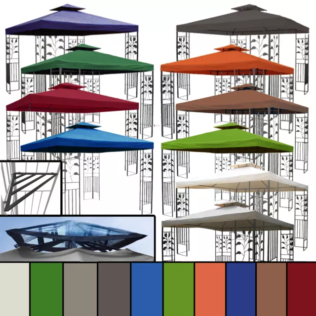 WASSERDICHT Pavillon Toskana ~ 3x3m wasserfest PVC Metall Pavilllion Dach 3x3