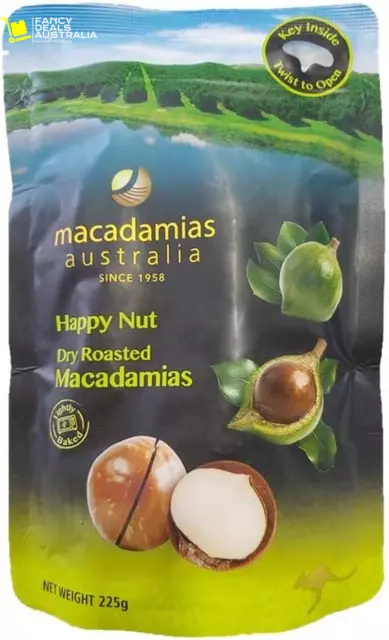 Dry Roasted Happy Nut Macadamias 225G - Australian Grown