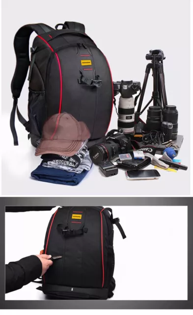 Großer Kamera Rucksack Laptop Tasche Einsatz Etui für DSLR SLR Canon Nikon Sony Objektiv 3