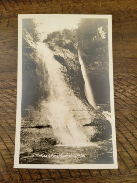 Postcard MI Michigan RPPC Real Photo Munising Miner's Falls Waterfall