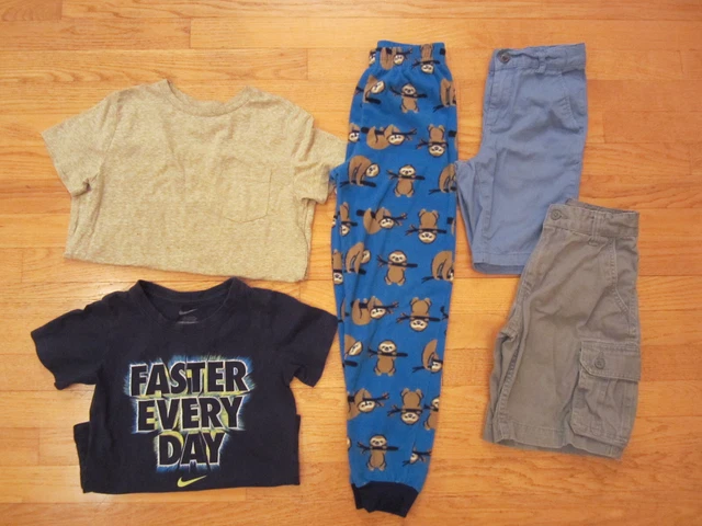 Boys Clothing Lot, Shirts, Pajamas Pants, Shorts Size 7 years, 5 Pieces