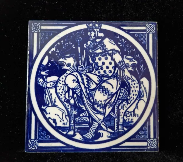 Antique Mintons Tile Moyr Smith Early English History Series King Canute c.1872