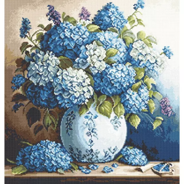 Luca-S Gobelin Stickpackung "Vase mit Hortensien", Zählmuster, 20x21cm