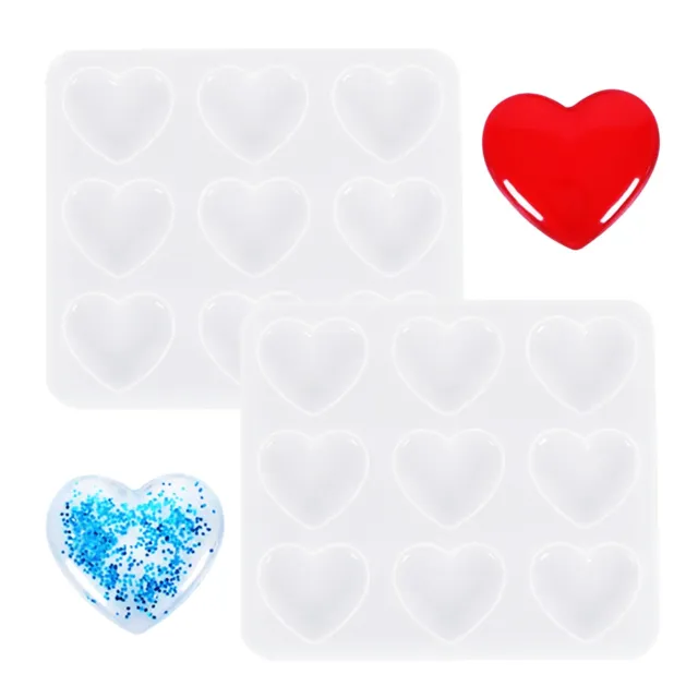 Stampi in silicone a forma di cuore per artigianato fai da te set di 2 materiali