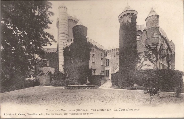 CPA 69 CHATEAU DE MONTMELAS...VUE D INTERIEUR....ECRITE.EN 1906 TBE (ref 45)