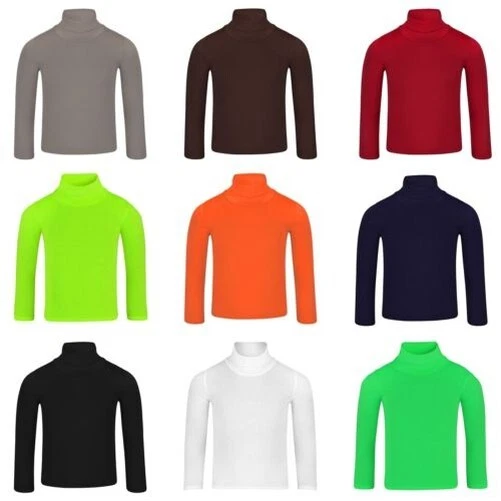 Bambini Tinta Unita Basic Dolcevita Ragazze Rotolo Collo Top Manica Lunga Soft