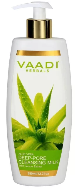 Leche limpiadora profunda de poros con aloe vera de Vaadi Herbals, 350 ml,...