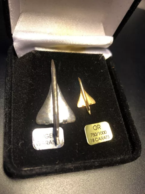 Air France Concorde Pin Anstecknadel Gold und Silber 2 Stück