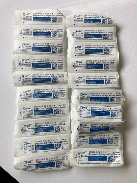 TKMD 5ml Syringe- 100 count- with Luer Lock tip, Disposable, Individually Sealed