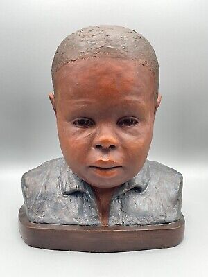 Mary Lou Neville “D.J.” Bronze African Boy Sculpture Signed 1/25 RARE