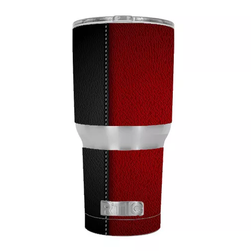 Skin Decal for RTIC 20 OZ Tumbler Cup (5-piece kit) / Black and Red Leather Pat