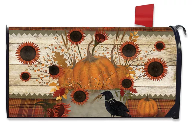 Primitive Pumpkins Autumn Magnetic Mailbox Cover Sunflowers Fall Briarwood Lane
