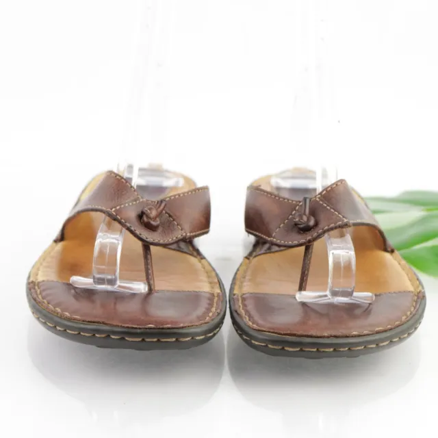 Born Women's Sandal Size 10 Brown Leather Thong Flip Flop Slide Opanka Casual 3