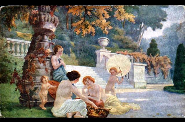 ART PAINTING SALON DE PARIS / WOMAN in the GARDEN / FRUCTIDOR by A. FOURIE