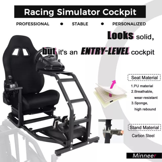 Minneer Racing Simulator Cockpit with Black Seat  Fit for Logitech G25 G27 T300