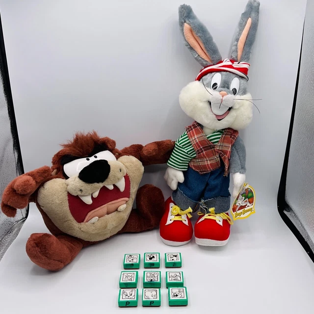 VINTAGE LOONEY TOONS Lot TAZ DEVIL BUGS BUNNY Rubber Ink Stamps Plush