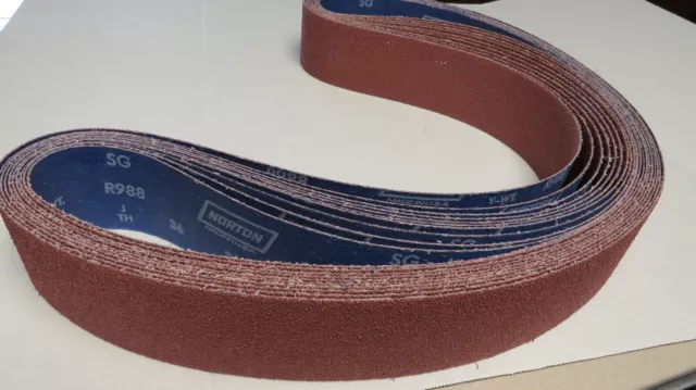 Norton Sg R988 36Y Grit *Ceramic* Aluminum Oxide 3" X 79" Sanding Belt**10 Pack*