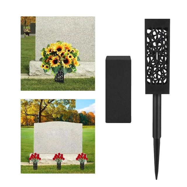 Grave Cemetery Vase with Stake Gravestone Gravestone for Yard Memorial Gift