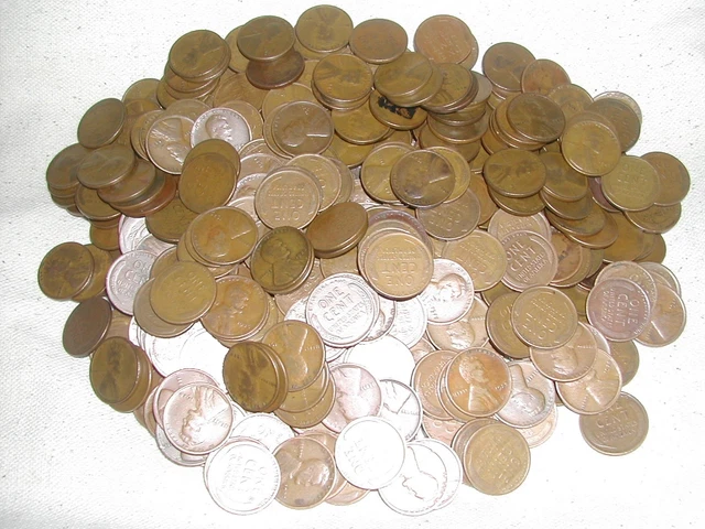 LINCOLN WHEAT CENT PENNY BAG LOT, MIXED TWENTIES PDS, 500 COINS new mix, read!!!