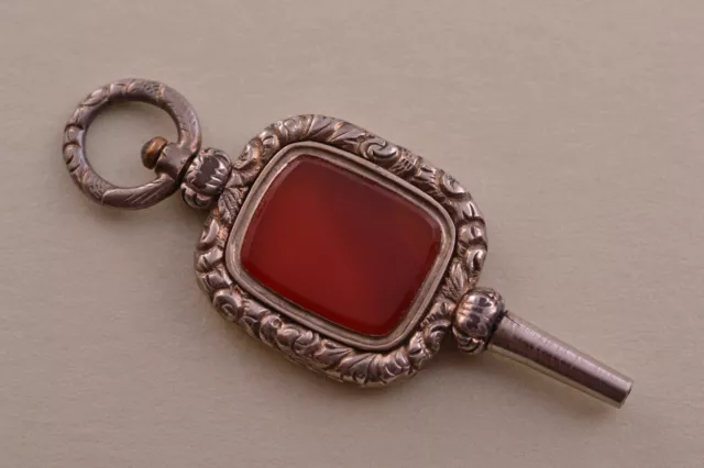 Victorian Gold Cased Watch Key With Carnelian