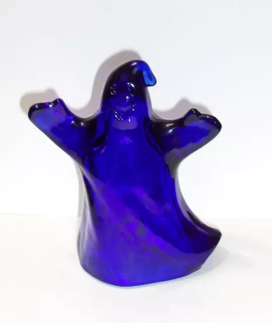 Fenton Glass Cobalt Blue Halloween Ghost Figurine Made by Mosser Glass in USA