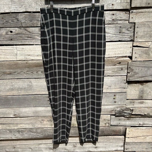 🌻Vince Camuto Black & White Windowpane Check Plaid Pants Size Medium