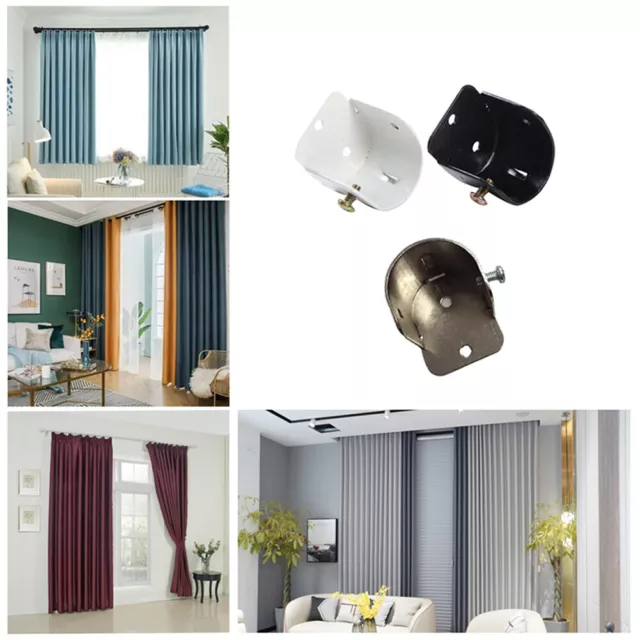 1/2Pcs Iron 28mm Curtain Pole Recess Wall Bracket Drapery Hook Holder Support