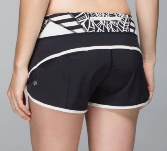Lululemon Women Run Speed Short Black & cream  Size 4